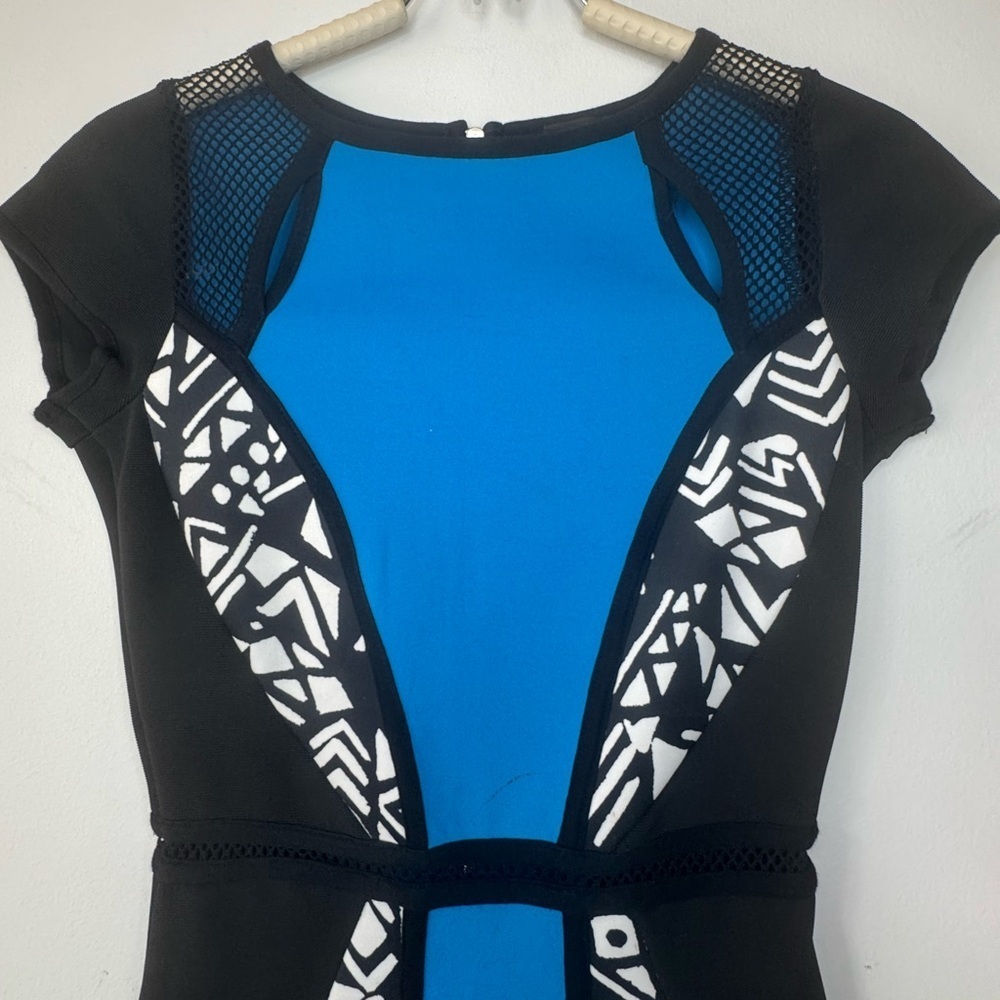 River Island Royal Blue & Black Patterned Dress – Size 8 - Picture 4 of 17